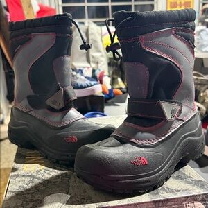 The North Face Black and Pink Winter Boots